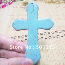 10 шт./лот синий Howlite большие каменный крест кулон, крест кулон p22