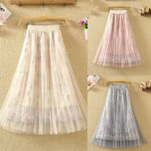 Стиль печати Для женщин сексуальный Высокая Талия тянущиеся; Длина до лодыжки юбки расклешённая и в складку качели Однотонная юбка