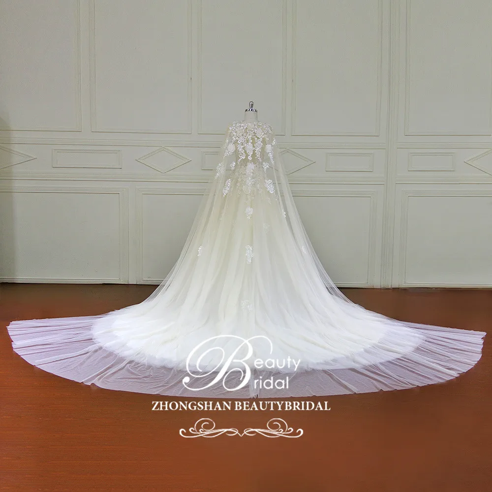 Beautybridal Vestidos de Noiva, роскошное свадебное платье трапециевидной формы, свадебное платье с длинными рукавами, Тюлевая Иллюзия Аппликации, пляж XF17056