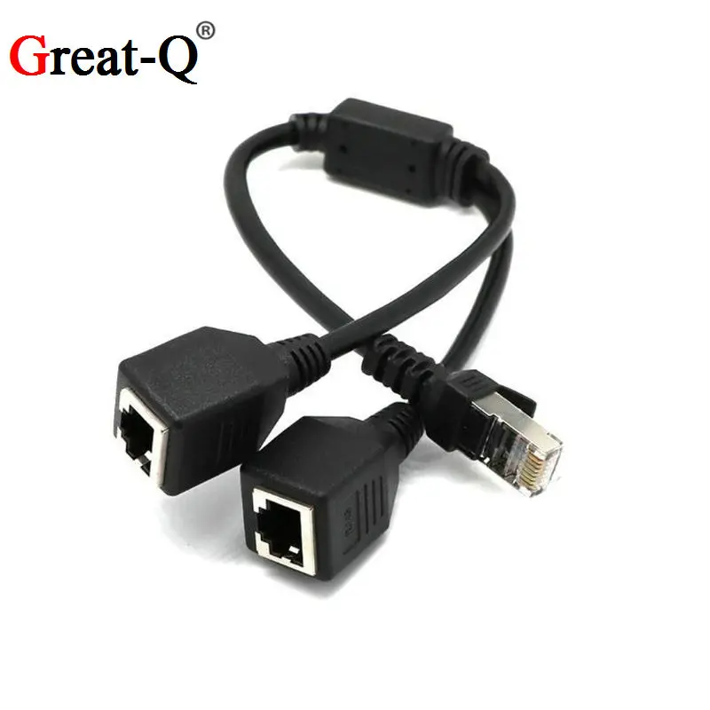 

RJ45 Ethernet Splitter Adapter 1 Male to 2 Female LAN Network Splitter Support Cat7 Cat6 Internet Networking Extension Cord