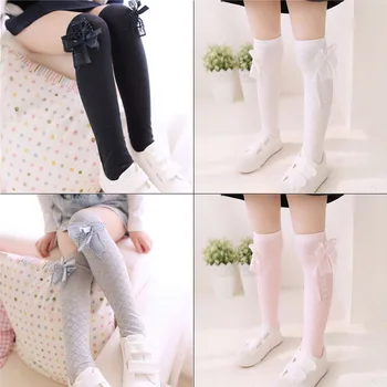 

New Fashion Sweet Kids Baby Girls Lace Cotton Knee High Long Bowknot Stockings Clothing Accessories M09
