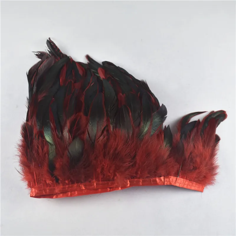 1 ярдов длинные высококачественные красные петухи отделка перо бахрома окрашенная атласная лента для юбки перья для ремесла Вечерние