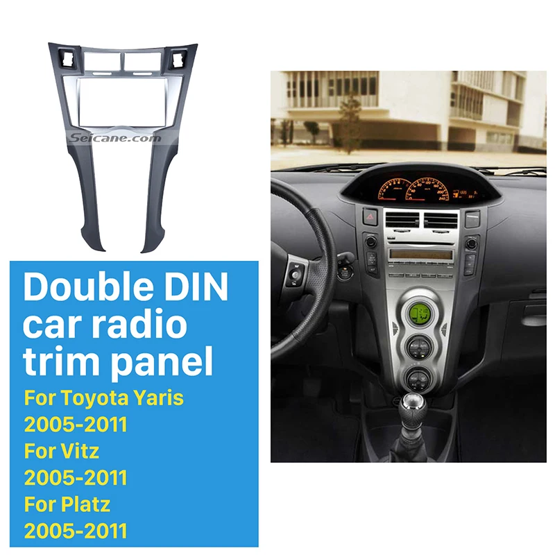 Najtaniej Seicane Silver Double Din ramka wykończeniowa radia samochodowego na lata 2005 2011 Toyota Yaris Vitz Platz CD tapicerka instalacja tapicerka Bezel obudowa do audio