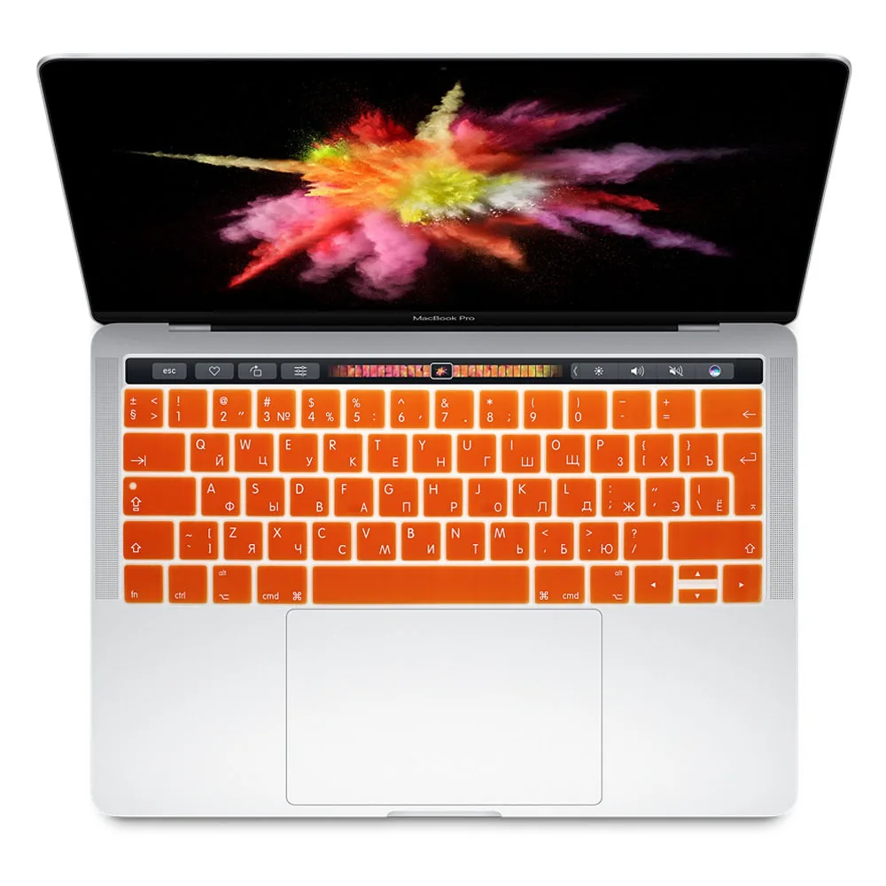 Для Apple 2016 MacBook Pro retina 13 "15" с Touch bar A1706 A1707 силиконовый чехол ЕС русский алфавит клавиатура фильм