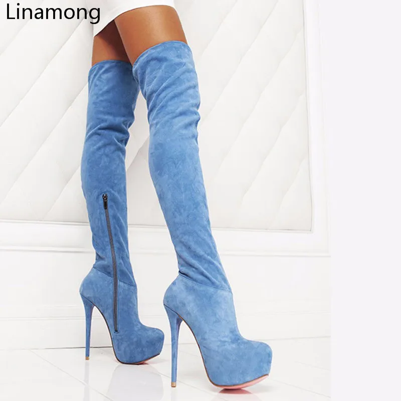 2018 New Women Suede Slim Sexy Fashion Over-the-Knee Boots Sexy Thin High Heel Boots Platform Woman Thigh High Boots Shoes 2018 New Women Suede Slim Sexy Fashion Over-the-Knee Boots Sexy Thin High Heel Boots Platform Woman Thigh High Boots Shoes