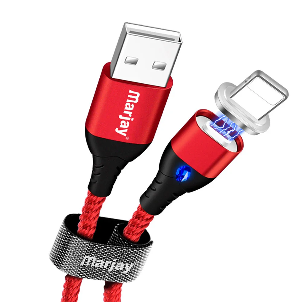 Marjay Магнитный кабель Micro USB для samsung type C 5A Быстрая Зарядка Кабели для iPhone X 8 7 Магнит USB C зарядное устройство кабель для huawei - Цвет: Red for iPhone