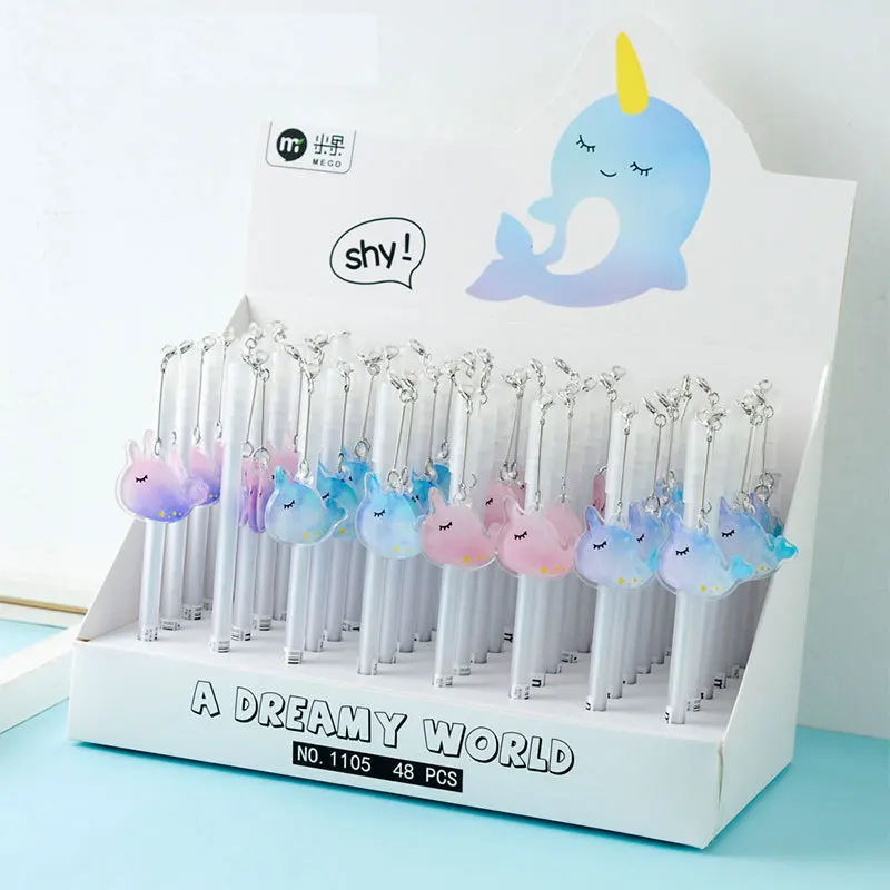 

48pcs/1lot Gel Pen Kawaii Whale pendant School Office Supply Student Stationery Kids Gift Automatic Pencil 0.5mm