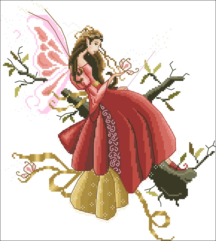 Bobo Cross Stitch Sets For Embroidery Kits High Quality Fabric DMC Cotton Thread DIY 14CT 16CT 18CT Red fairy | Дом и сад