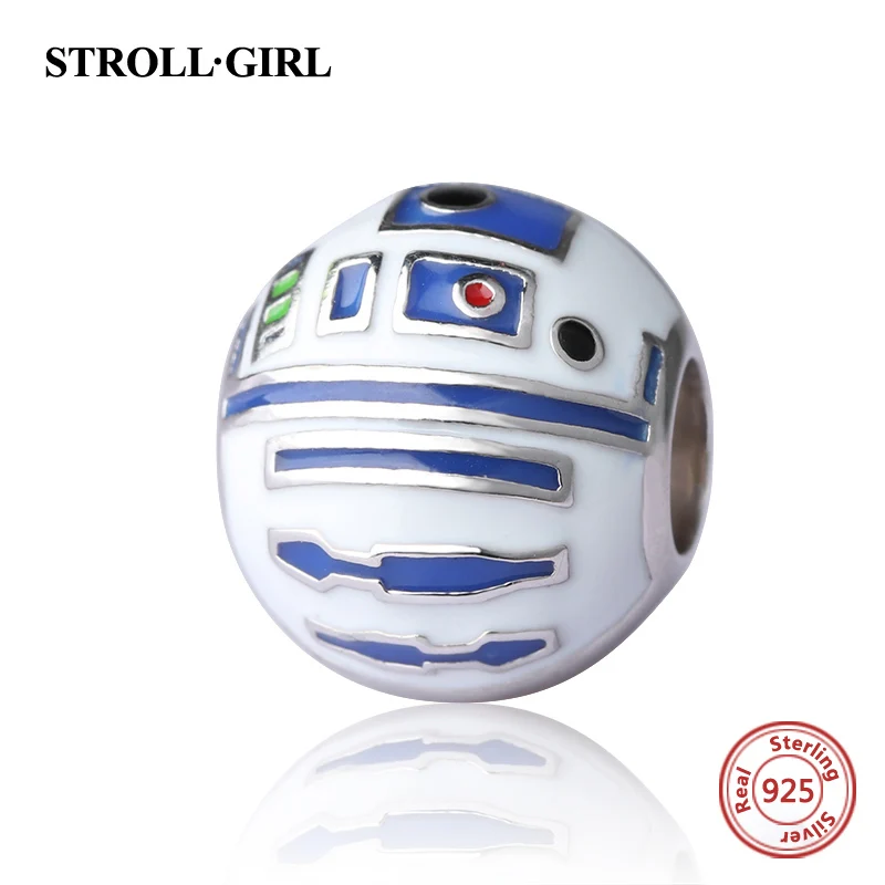 JF8978-M Strollgirl 925 Серебряные шарики фильма show робот Подвески коллекция подходят браслет DIY изготовления ювелирных изделий - Цвет: JF8978-M