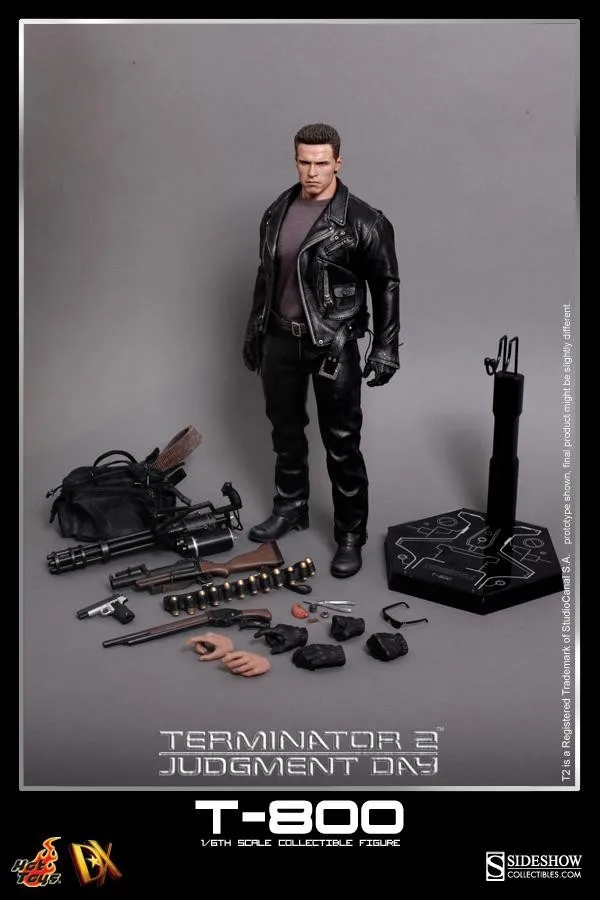 1//6 T-800 Arnold Black Leather Motorcycle Jacket Set For 12/" Hot Toys Figure USA