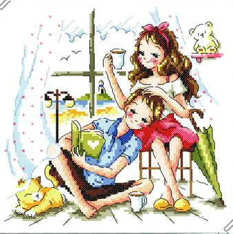 cs-2601 Cross Stitch Kit Just You and I  First Love Little Girl and Boy Pure Innocent Childhood Lover SO