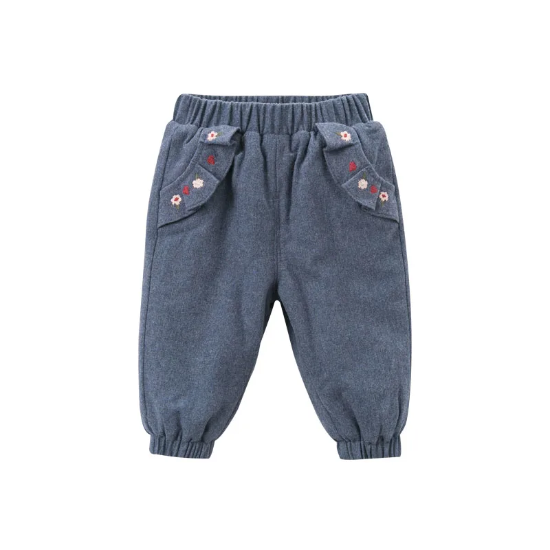 grey blue DB8536 dave bella/осенне-зимние однотонные штаны для маленьких девочек детские длинные штаны детские штаны с подкладкой для малышей - Цвет: grey blue