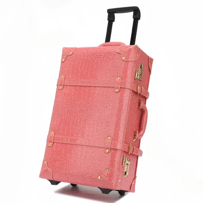 luggage Чехол для костюма в стиле ретро, красный чехол на колесиках, женский косметический чехол, универсальная колесная шкатулка для приданого багажа невесты, свадебные женские дорожные сумки - Цвет: luggage
