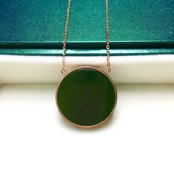 

18K gold inlaid Hetian Biyu clavicle chainJ23#