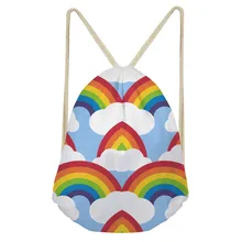 ThiKin Drawstring сумка рюкзак на веревках для Для женщин Радуга динозавры Портативный модная одежда для девочек путешествия рюкзак рюкзаки