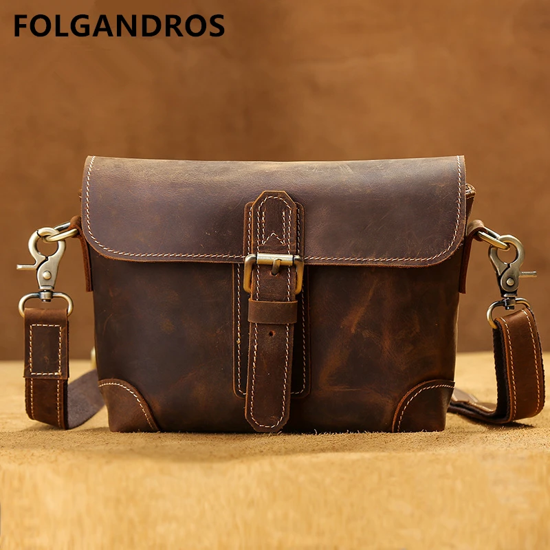 

Top Grade Handmade Men Briefcase Real Crazy Horse Leather Briefcases Brand Designer Vintage Style Laptop Messenger Shoulder Bag