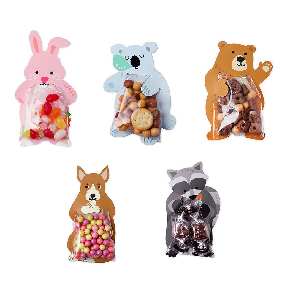 10pcs/lot Cute Animal Bear Rabbit Candy Bags Cookie Bags Gift Bags Greeting Cards Baby Shower Birthday Party candy box