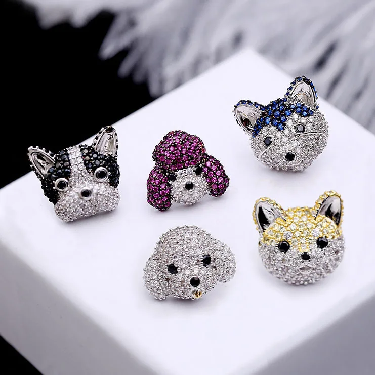 Inifinite U Women Girls Earrings 925 Sterling Silver Cute Bear Stud Earring Rose Gold Inlaid with Shiny Stones