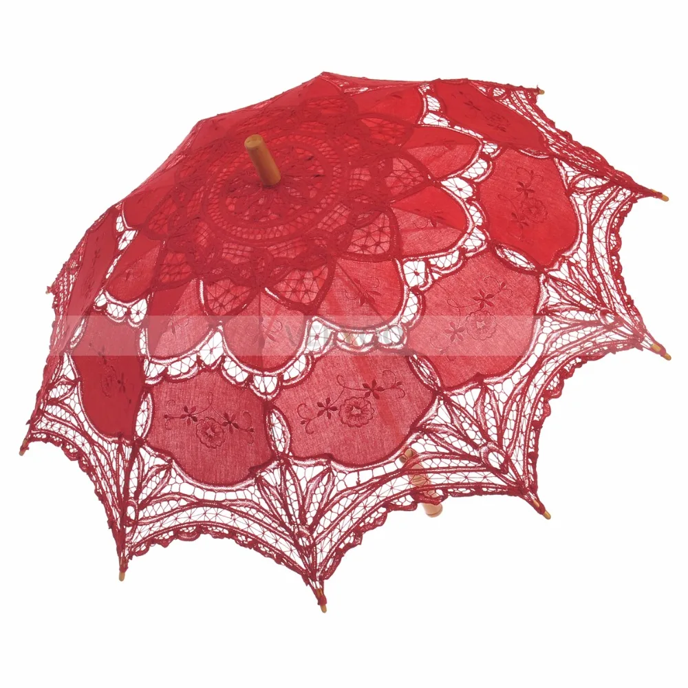 Handmade Vintage Victorian Embroidery Lace Cotton Sun Parasol Umbrella
