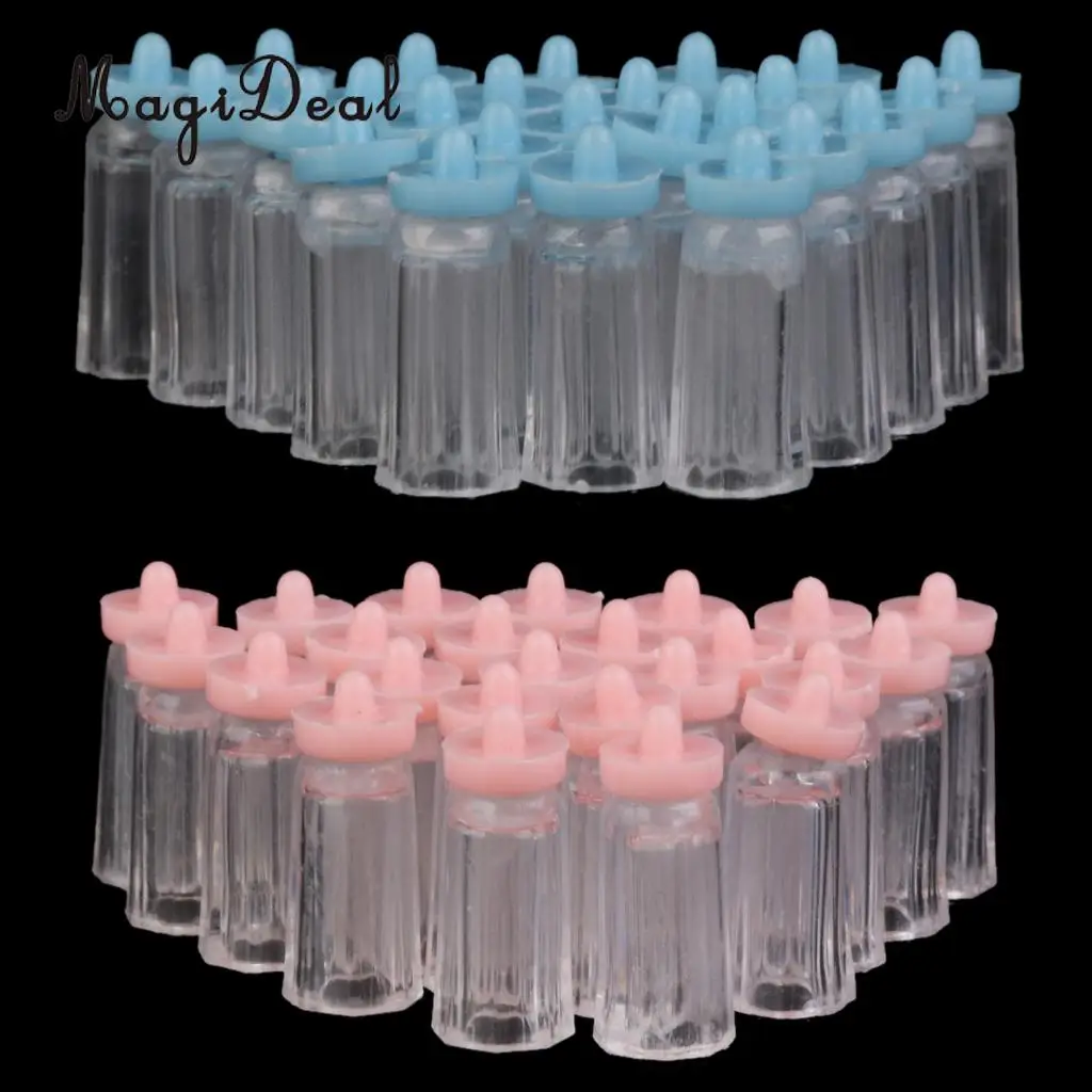 MagiDeal 24PCS/Lot Plastic Mini Baby Milk Bottles Boy Girls Baby Shower Party Favors Gifts Pink/Blue