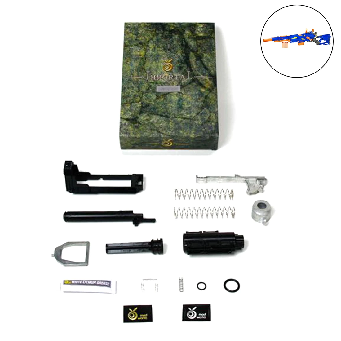 

Direct Plunger Type Modified KitIncludes (5+KG and 7+KG Spring) for Nerf N-Strike Longstrike CS-6 Dart Blaster