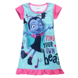 2018 Новый Платье для маленьких девочек vampirina печати хлопок Рождественское платье костюм принцессы одежда для детей Детские платья