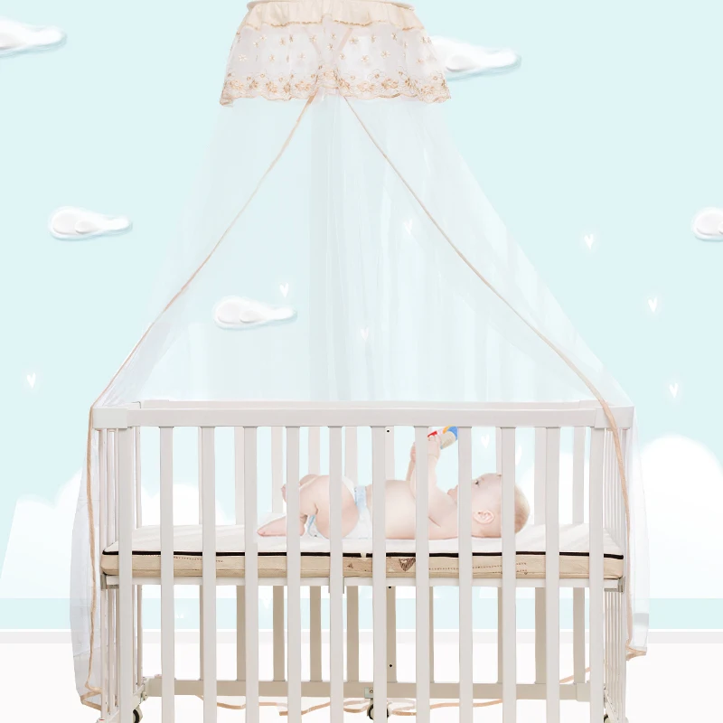

Aluminum Alloy Baby Bed High Quality Three Levels Adjustable Baby Crib Mosquito Net Mattress Included