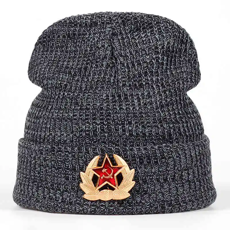 Новинка, зимняя шапка, брендовая русская национальная эмблема, вязанная шапочка, головные уборы для мужчин и женщин, круглые акриловые шапки с вышивкой