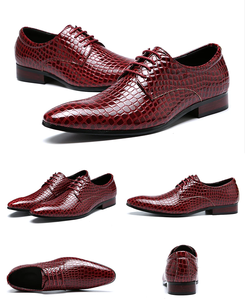 Мужские модельные туфли свадебные туфли с острым носком модная офисная обувь из крокодиловой кожи Оксфордский бизнес нарядные туфли для мужчин; большие размеры 48