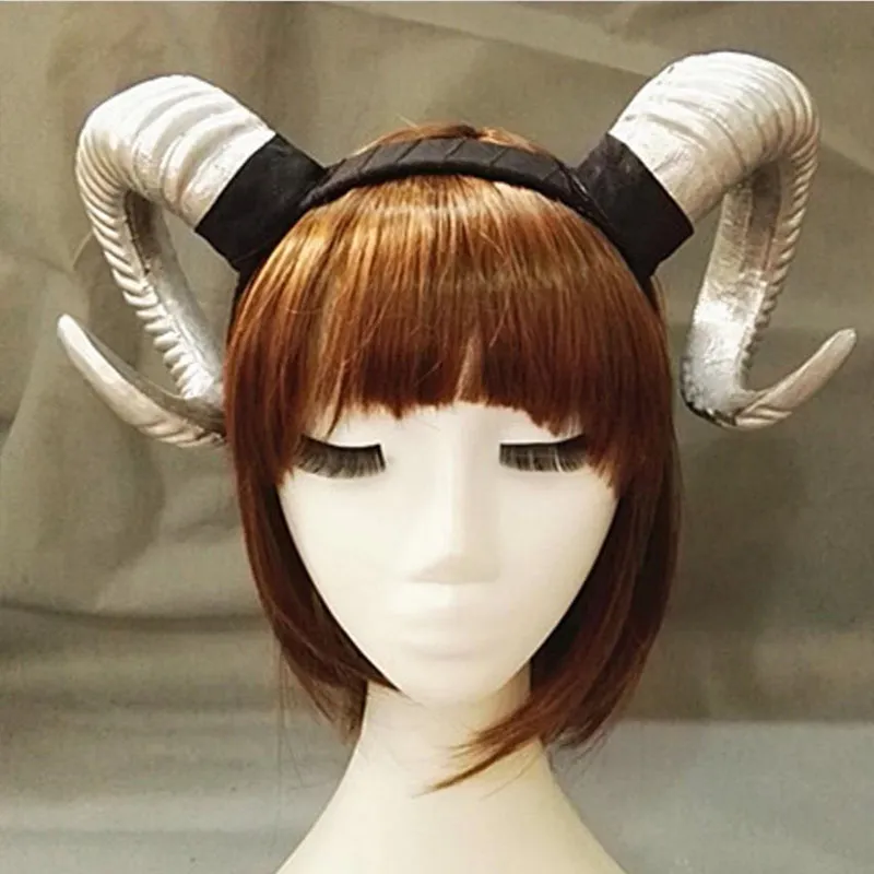 

Cosplay Costume Lolita Sheep Horn Headband Handmade For Adult Kids Cosplay Demon Evil Gothic Hairband Halloween Party Prop Gift
