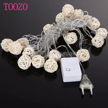 

4.5m 20 3cm Wicker Rattan Ball Socket String Light Christmas Lamp Party 8 Mode #K4U3X#