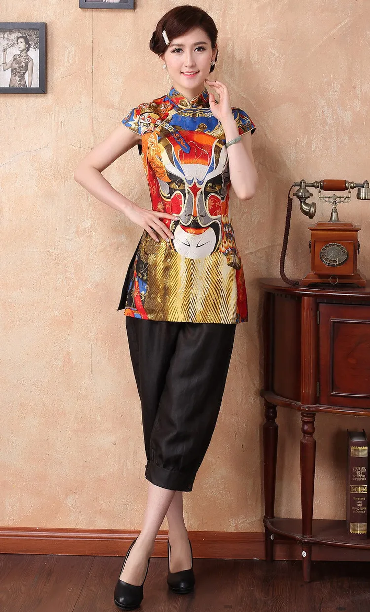 Желтый дракон новое поступление Китайская традиционная Женская 55% вискоза 45% шелковые блузки рубашки Топы M L XL XXL 3XL 4XL 70654