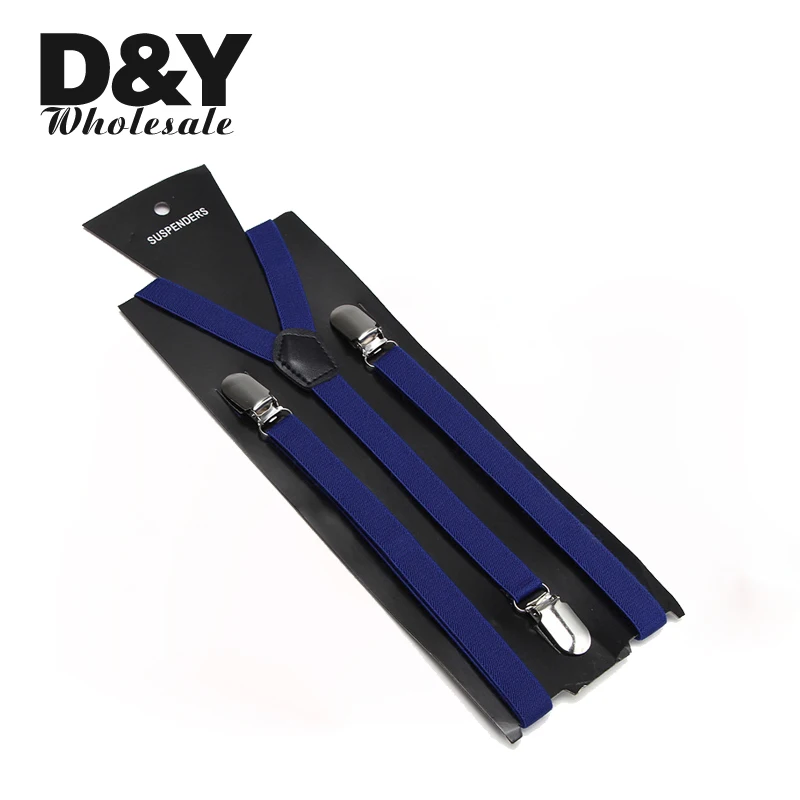 

1.5cm Wide"Royal Blue" Solid Color Women Men Unisex Suspender Clip-on Elastic Braces Slim Suspender Y-back Suspenders/gallus