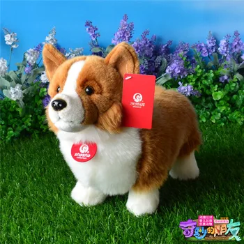 

new plush Welsh Corgi dog toy high quality brown standing dog doll about 33cm