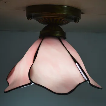 

Pink Lotus Flower Tiffany Ceiling Light Stained Glass Living Room Lighting E27 110-240V