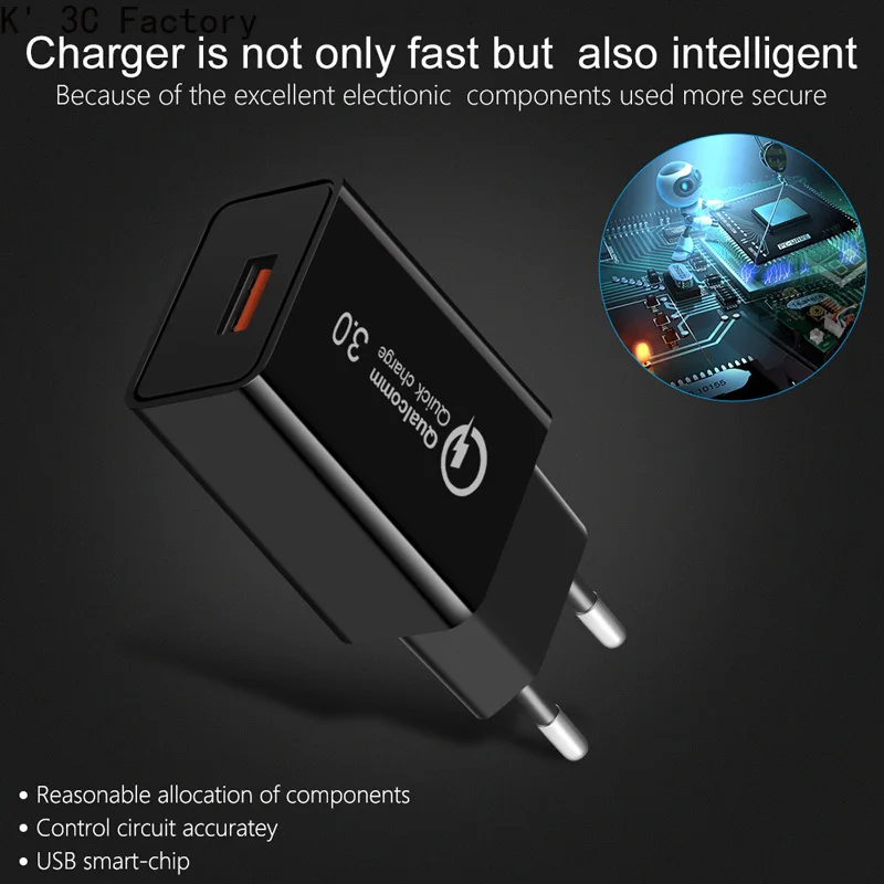 K' 3C 18 Вт Быстрая зарядка 3 0 USB зарядное устройство и QC 2 настенное для телефона