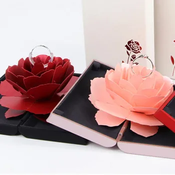 

3D Pop Up Red Rose Flower Ring Box Wedding Engagement Box Jewelry Storage Holder #K8