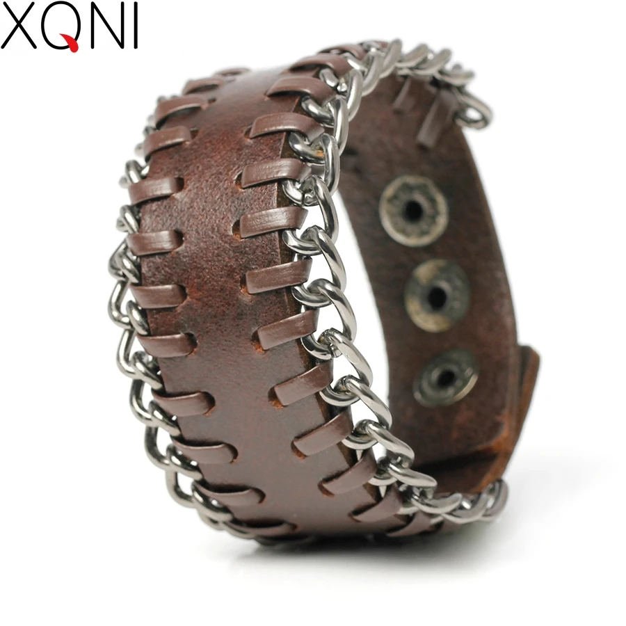

2017 New Fashion Genuine Leather Bandage Wrap Men's Bracelets Popular Knight Courage Vintage Black Charm Bracelets.
