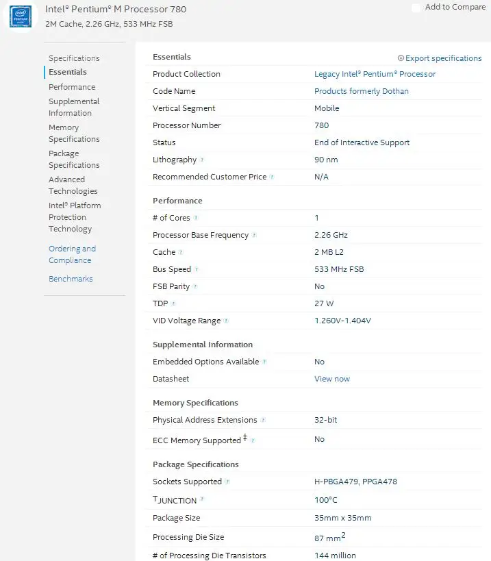 cpu core Intel PM780 CPU notebook Pentium M Processor 780 2M Cache, 2.26 GHz, 533 MHz PM 780 CPU PPGA478 support 915 chipset top cpu