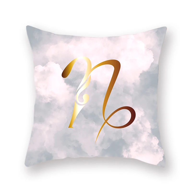 Golden Design Pillowcase Twelve Constellation Symbol Pattern Still Pisces Taurus Virgin Decorative Square Cushion Cover45x45cm