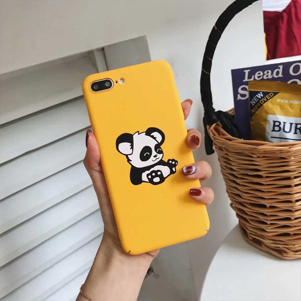 Животный узор для iPhone 6 S 7 8 Plus X PC Phone Чехол Panda Корпус coque |