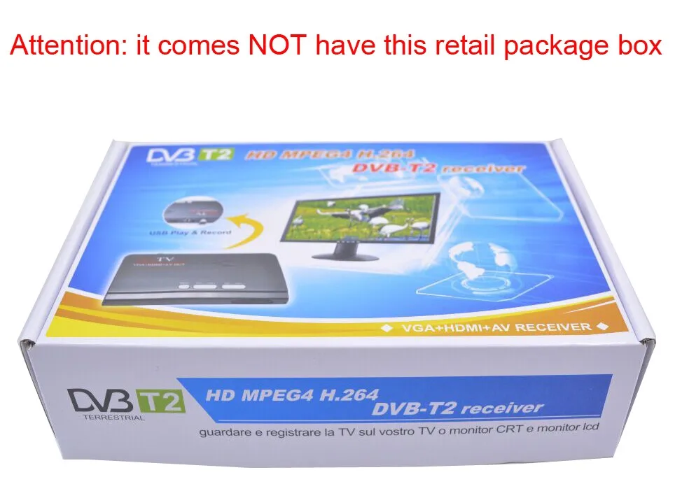 1080P HD DVB-T2 DVB-T Смарт ТВ приставка AV к VGA ТВ приставка HDMI VGA AV USB MPEG4 DVB-T2 приёмник, включите компьютер к телевизору