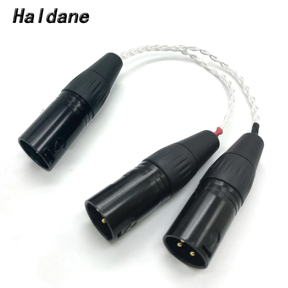  Haldane 8 Cores 7N OCC Silver Plated 4-pin XLR Male to 2x 3-pin XLR Male Balanced cable Headphone A