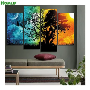 

multi 5d Diy Diamond Painting square Diamond Rhinestones 3d Cross Stitch Kit Diamond Embroidery Mosaic Moon Sun Tree Lovers 4pcs