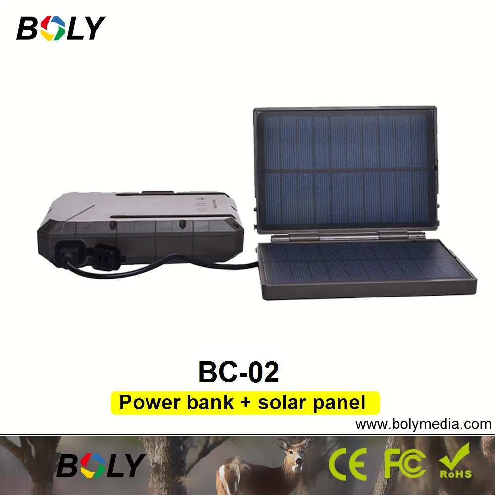 Solar Battery Charger Boly BC-02 Mobile Power Bank Plus Solar Panel Charger Suit Boly Hunting Trail Cameras Accessories 18650 Batteries Not Included