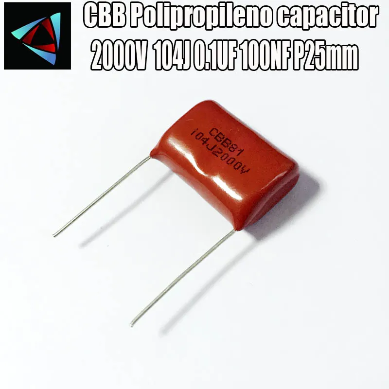 

2PCS 2000V 104J 2KV 0.1UF 100NF P25mm Polypropylene film capacitor pitch 25mm
