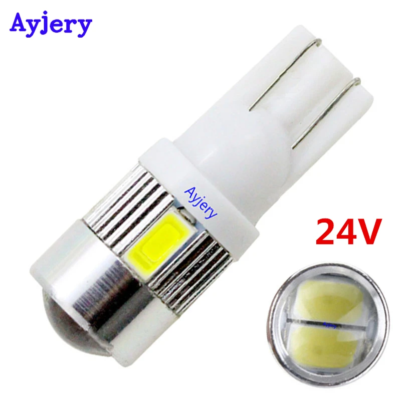 DC 24 V! 300 шт. T10 194 168 W5W LED лампочка 5630 5730 6 SMD линзы светодиодный белый Ширина света Зазор свет номерной знак лампа