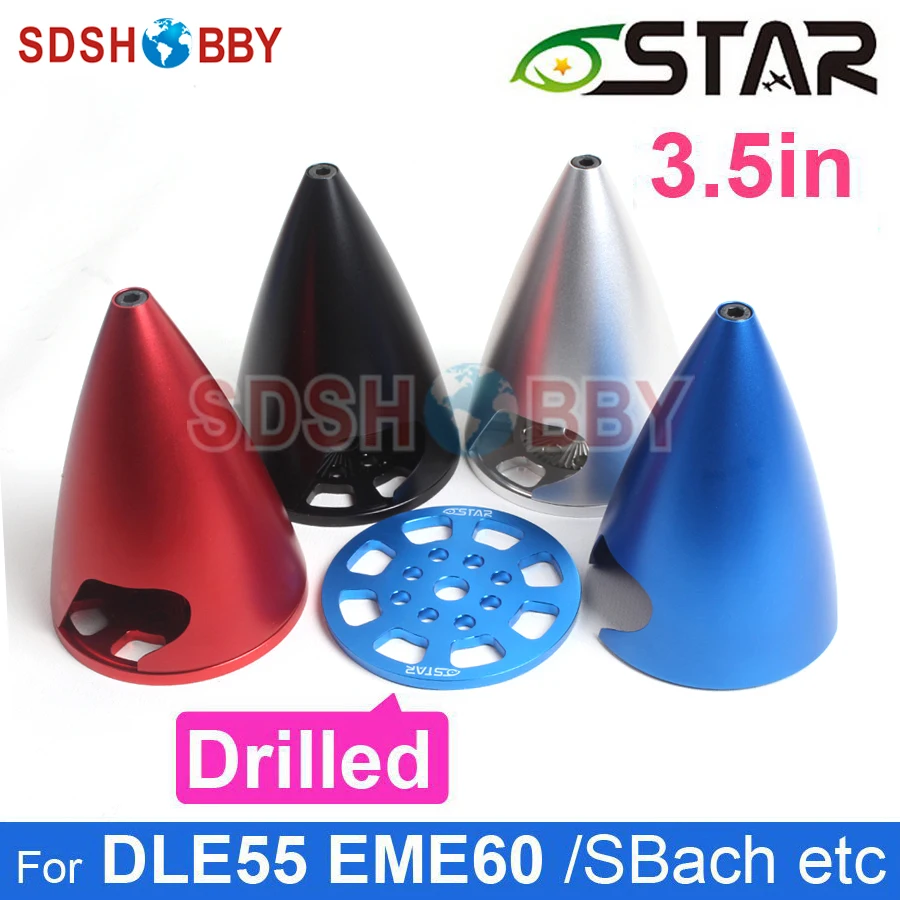 

6STARHOBBY 3.5in/89mm Pointed Aluminum Alloy Spinner with Drilled &CNC Anodized Process for DLE30 EME55 / Sbach Airplane etc