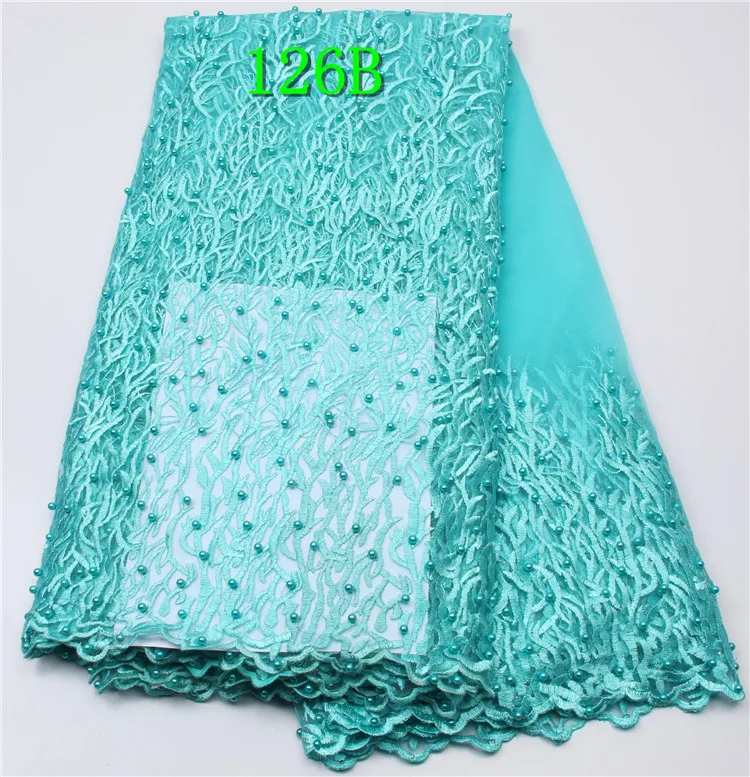 New Embroidery Design Mesh Lace Fabric 5 Yards / Aqua Lace Embroidery