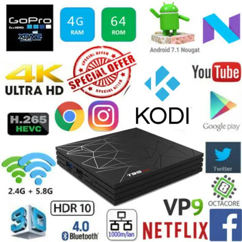 T95 Max 6K Android 9.0 Smart TV Box 4+64GB Quad Core 3D HD SD/HD max 6K pixel WIFI Media Player ATV Voice Control Smart